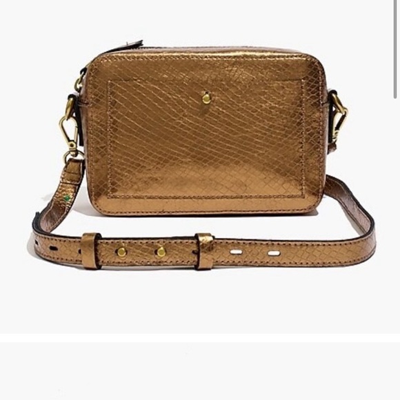Madewell Bronze Metallic Snake Embossed Leather  Edition Transport Camera Bag - Picture 11 of 11